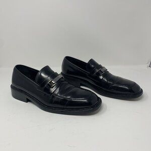Gucci 016182 Loafers Men's 9D Black Leather Horsebit Casual Slip On Shoes‎ 8097